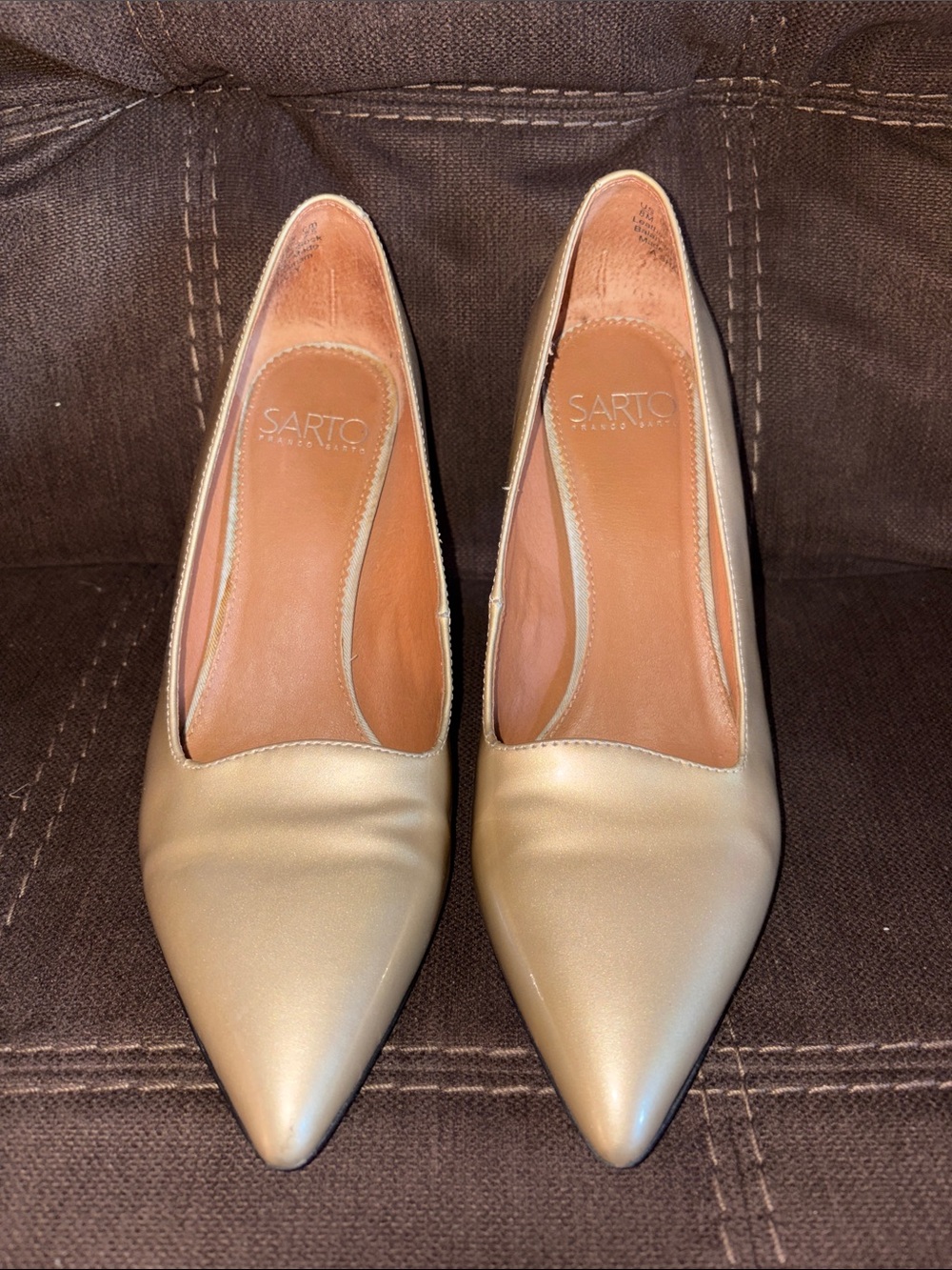 SARTO By Franco Sarto Metallic Gold Pointed Toe Pumps - Picture 1 of 4